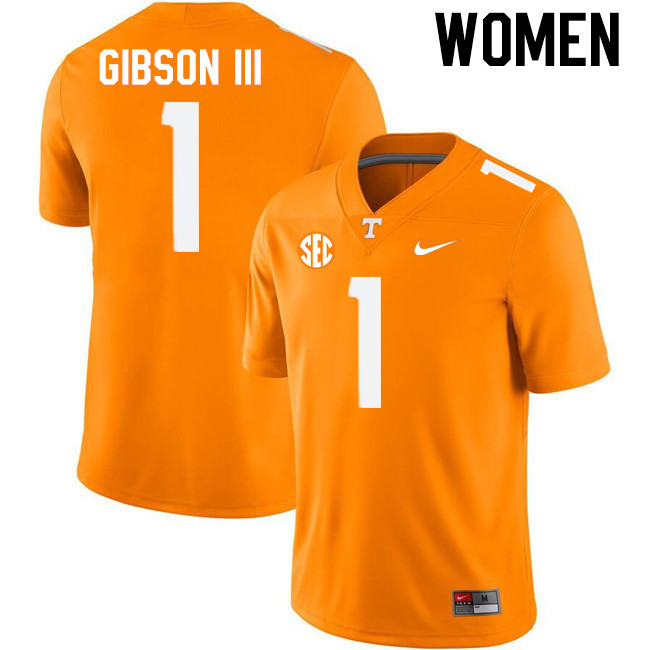 Women #1 Rickey Gibson III Tennessee Volunteers College Football Jerseys Stitched-Orange